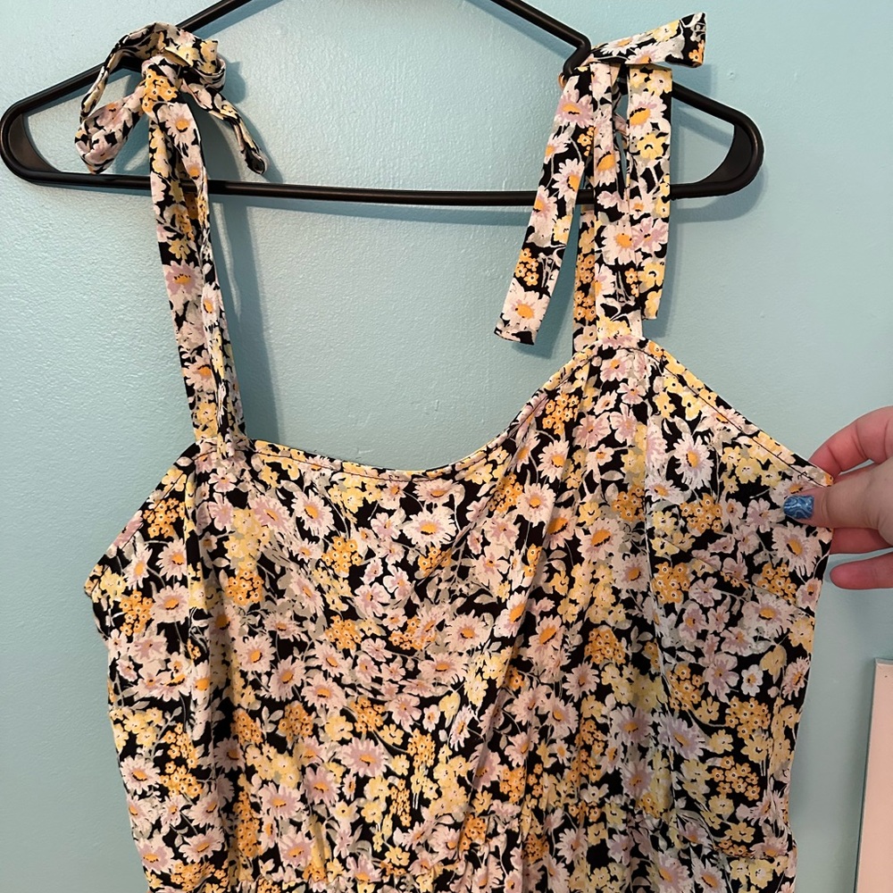 Floral Women's Maxi Dress with Tie Straps